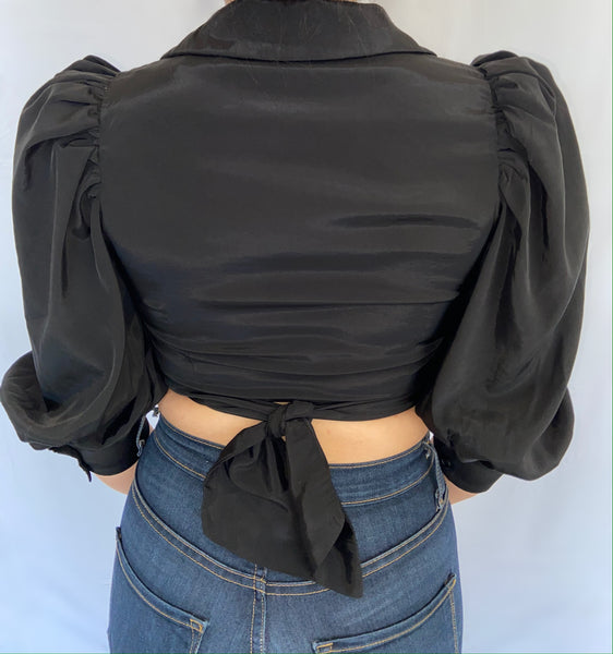 Thank You, Next Front Tie Top- Black